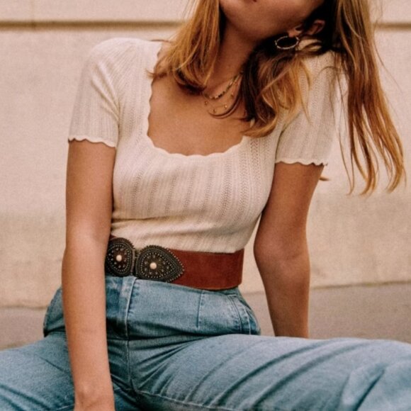 Sezane Anil Knit Top M - Picture 1 of 3